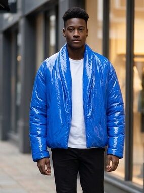 NWT Club Paradise Unisex Paxton Puffer Jacket No Front Closure - Blue- Size 2XL